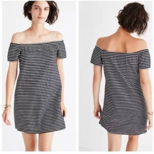 Madewell melody off the shoulder striped nautical mini dress